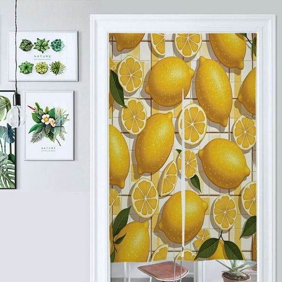 Lemon Pattern Print Door Curtain Nordic Living Room DoorCurtain Porch Partition Curtain Kitchen Rative Half Curtain