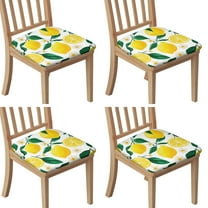 Lemon Pattern Seat Covers for Dining Room Chairs Set Of 4,Stretch Printed Washable Chair Seat Cover with Elastic Ties and Button,Removable Waterproof Couch Cushion Covers