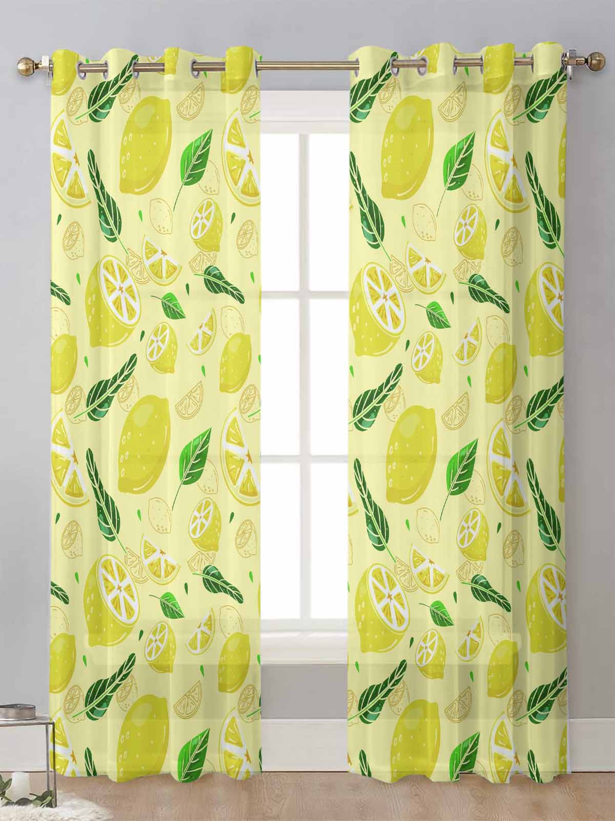 Lemon Pattern Sheer Curtains For Living Room Window Screening ...