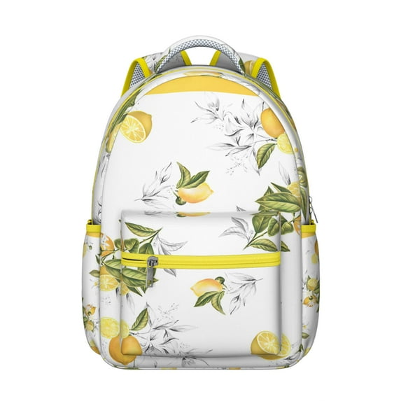 Lemon Pattern Student Bookbag - Lightweight Backpack for Teens & College, Large Capacity Laptop Backpack with Padded Straps, Cute Gift
