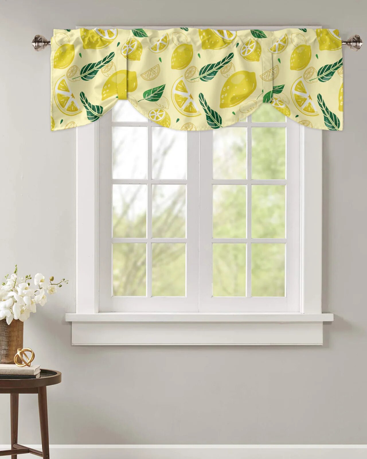 Lemon Pattern Window Valance Curtain Kitchen Cafe Short Curtains Living ...