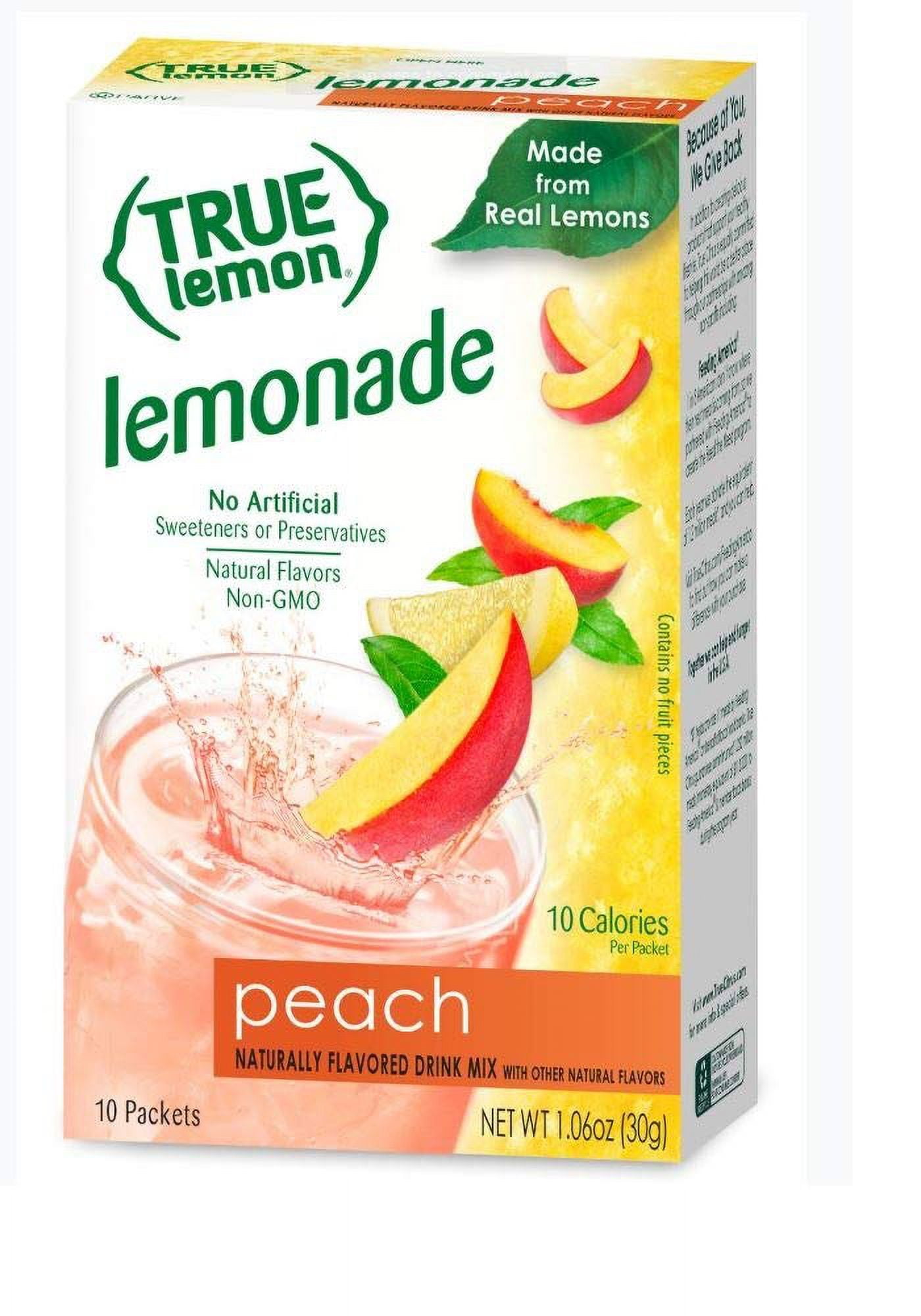 Lemon Peach Lemonade Water Enhancer Drink Mix (10 Packets), Low Calorie Drink Mix Packets for
