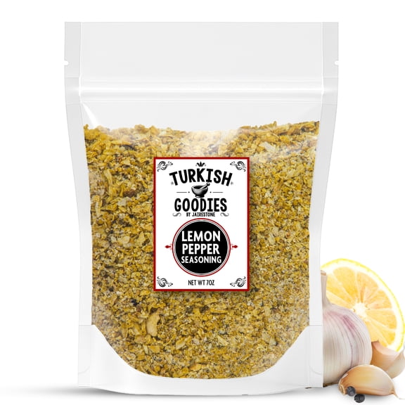 Lemon Pepper Spice Blend by Turkish Goodies 7 oz Pack Tangy & Savory Seasoning for Grilling, Roasting & BBQ All Purpose Marinade Mix for Fish & Poultry