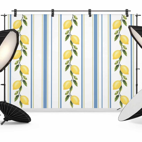 Lemon Photography Backdrop 8x6FT, Blue Striped Photo Backdrops, Background for Photography Studio Photo Studio Background, Back Drop for Photoshoot