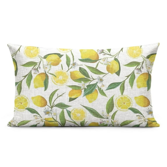 Lemon Pillow Covers 12x20 Inch Linen Decorative Square Throw Pillow Covers for Home Sofa Bedroom Outdoor Indoor