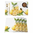 thumbnail image 1 of Lemon Placemats Set of 4 Summer Fruit Watercolor Yellow Country Place Mats Indoor Wipeable Table Mats Washable Cloth Dining Table Placemats for Kitchen Holiday Party Home Decor 13x19 Inch, 1 of 9