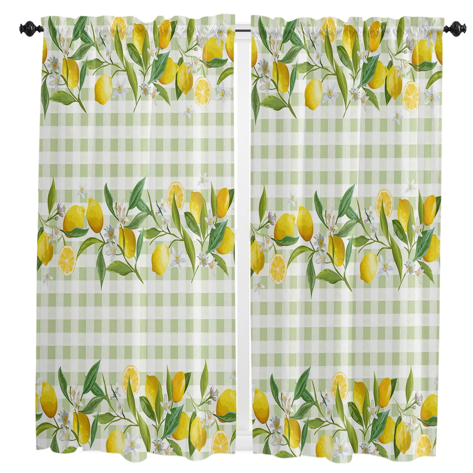 Lemon Plaid Summer Fruit Fresh Curtain Home Decoration Living Room
