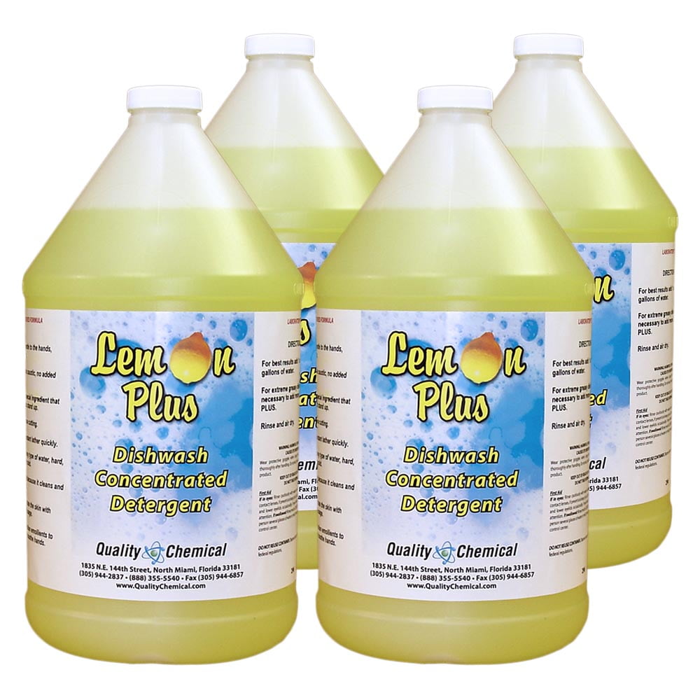 Lemon Plus liquid dishwash concentrated detergent. - 4 gallon case