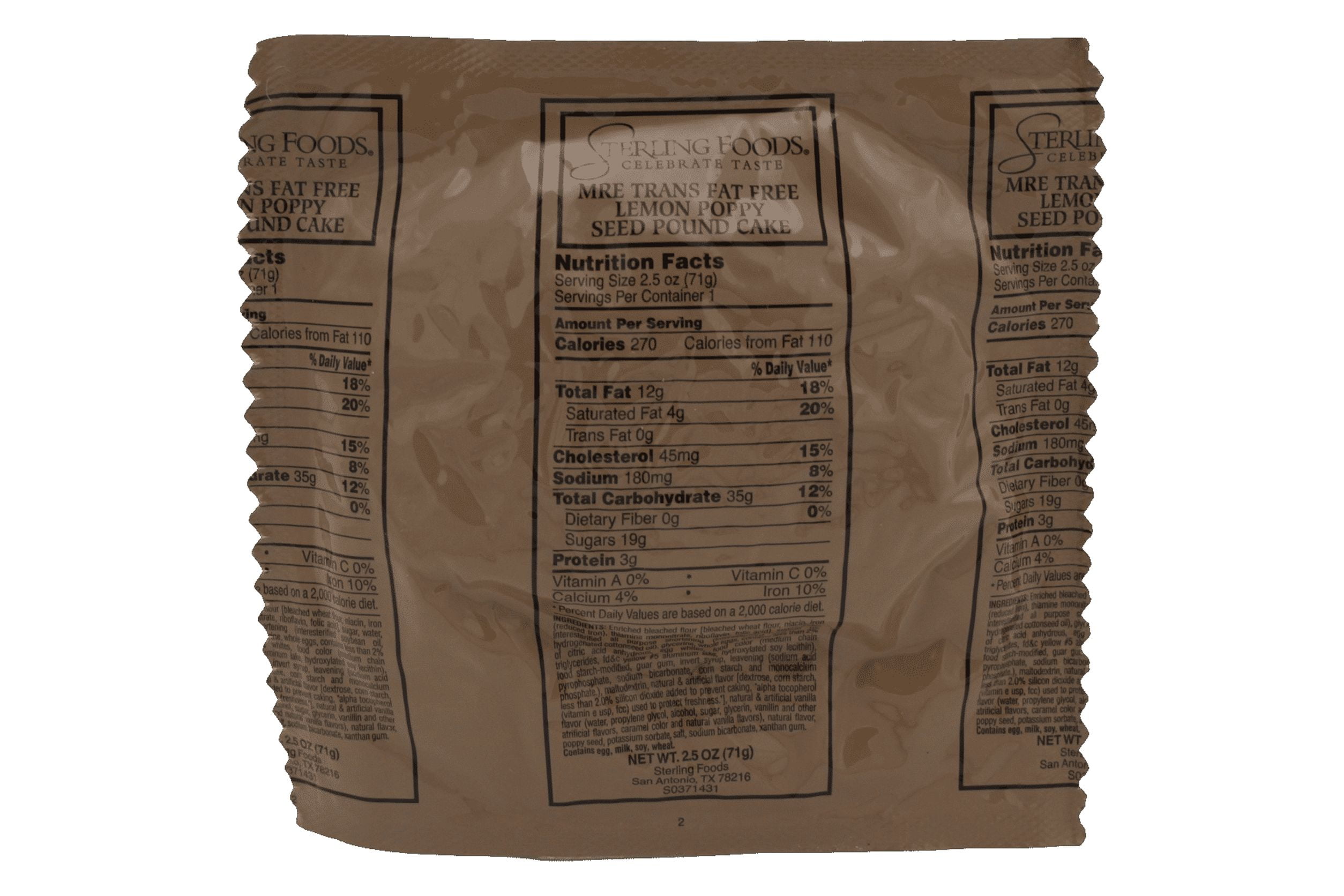Lemon Poppy Seed Pound Cake MRE Dessert Emergency Camping Food Snack Backpacking