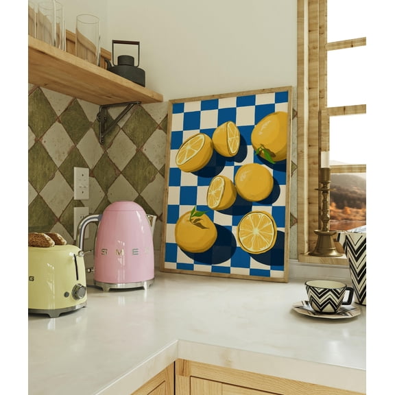Lemon Poster Fruit Market Poster Trending Poster Abstract Wall Art Botanical Poster Lemon Illustration Kitchen Art , Poster Print Only