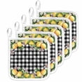 thumbnail image 1 of Lemon Pot Holders for Kitchen Heatproof Potholder, 5 Pack Black Plaid Check Yellow Fruit Flower Floral Hot Pads Multipurpose Oven Pads Cloth Potholders Trivet for Cooking Baking, 1 of 8