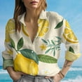 thumbnail image 1 of Lemon Print Blouse Shirt,Summer Fruit Women Shirt,Cute Citrus Pattern Shirt,Beach Vacation Outfit,Womens Button Down Shirts,Gift For Her, 1 of 2
