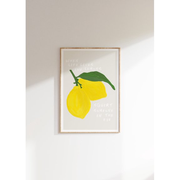Lemon Print Kitchen Wall Decor Trendy Retro Wall Art Aesthetic Quote Art Typography Print Kitchen Wall Art Fruit Print