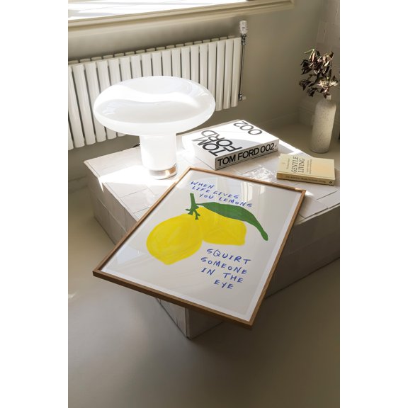 Lemon Print Kitchen Wall Decor Trendy Retro Wall Art Quote Art Typography Print Kitchen 70S Wall Art Fruit Print