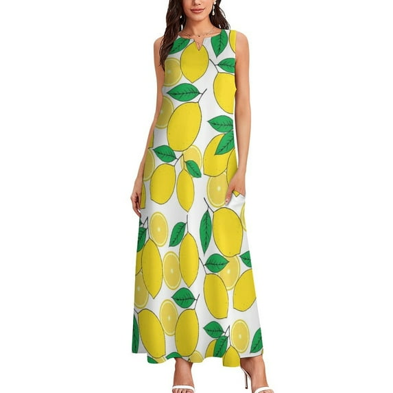 Lemon Print Long Dress summer dresses women Dresses gala