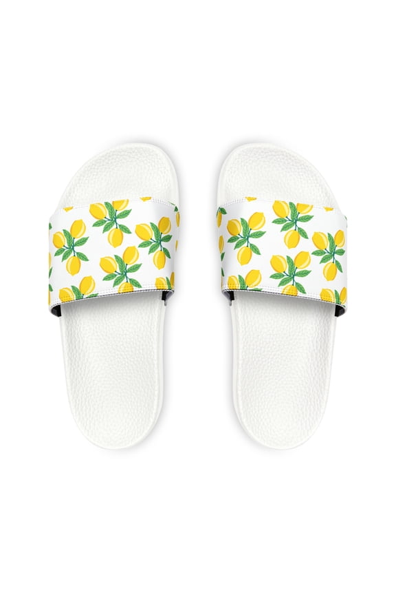 Lemon Print Slide Sandals for Young Girls