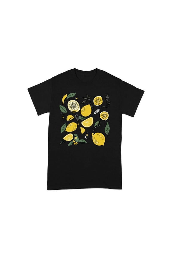 Lemon Print T-Shirt, Cottagecore Aesthetic Tee, Botanical Shirt, Summer Graphic Tee, Lemon Slice Top, Nature Inspired T-Shirt