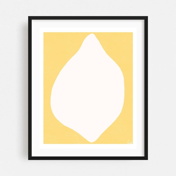 Lemon Print - Vibrant Kitchen Wall Art, Mediterranean Food Art for Eclectic Decor - Illustration Lemon Minimalist Fruit Kitchen Decor Abstract Geometric Black Framed Wall Art Print 6 x 8 inches