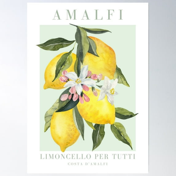 Lemon Print Watercolor - Original Print Poster Wall Art, Modern Wall Decor For Living Room Bedroom, 12x18 UNFRAMED