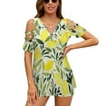 thumbnail image 1 of Lemon Print Womens Summer V Neck Zipper Top Short Sleeve T Shirt Off Shoulder Top Casual Classy Loose Shirts, 1 of 7