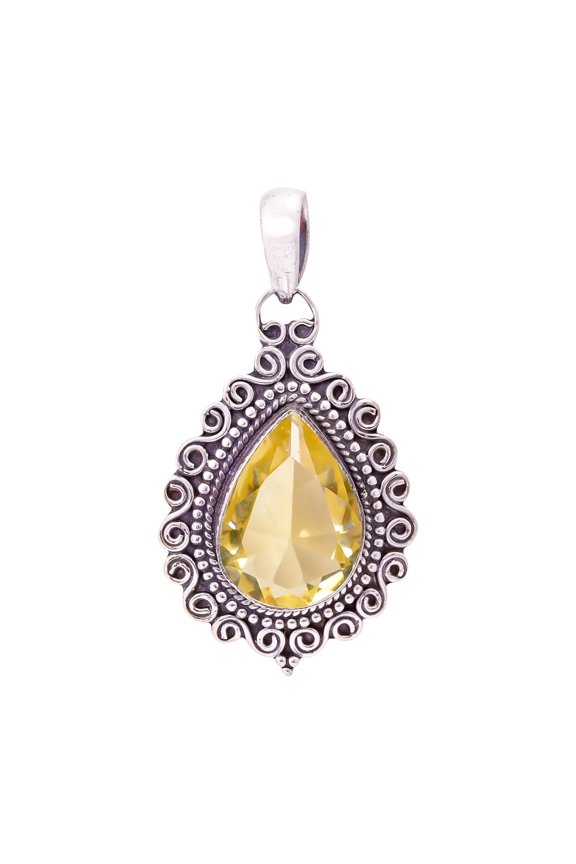 Lemon Quartz 925 Sterling Silver Pendant 1.67" V11300-P1417-34, Lemon Quartz Pendant, Handmade Pendant, Gemstone Pendant, Lemon Pendant, Gift For Her