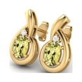 thumbnail image 1 of Lemon Quartz Earrings 925 Sterling Silver Gold Vermeil Radiant Teardrop Studs 6x4mm Oval Shape Friction Back, 1 of 4