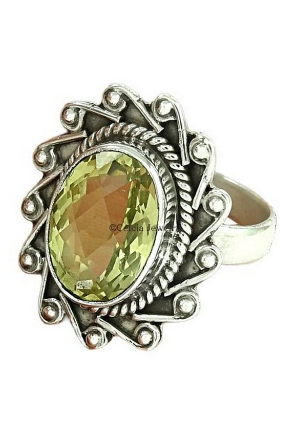 Lemon Quartz Genuine Gemstone Handmade Jewelry For Women, Promise Ring, Statement Friendship Gift, Mothers Day Gifts, Bridesmaid Gifts For Her, Gifts For Mom Wife Sister (lemon-quartz, Size 7)