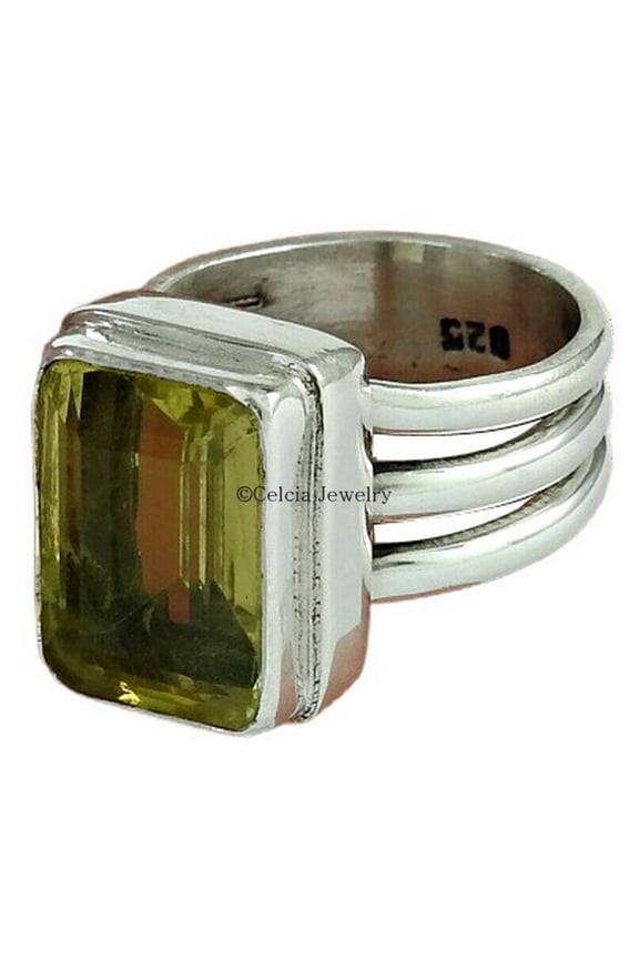 Lemon Quartz Yellow Gemstone Ring, Handmade Fine Jewelry, Statement Wedding Gifts For Men Women, Birthday Gifts For Dad Mom, Anniversary Gifts For Husband Wife (lemon-quartz, Size 7)