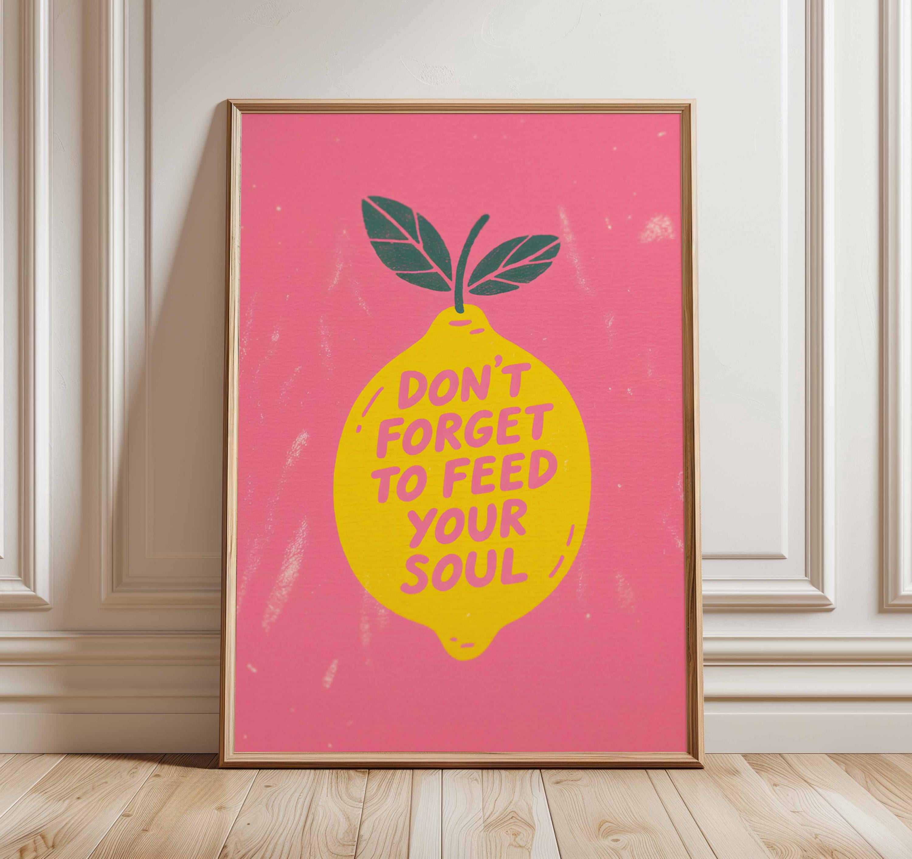 Lemon Quote Wall Art Feed Your Soul Motivational Poster Bright Retro ...