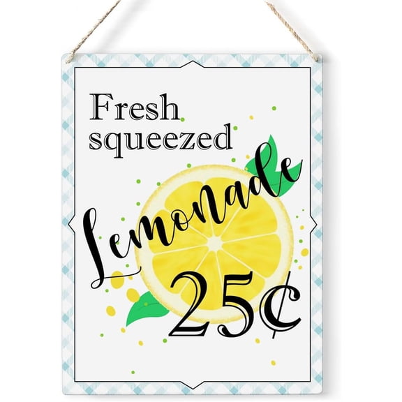 Lemon Quote Wood Sign Fresh Squeezed Lemonade Wooden Signs Rustic Summer Hanging Plaque Home Wall Art 8x10 Sign Wall Decor for Home Kitchen