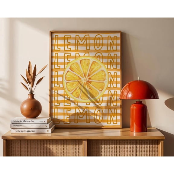 Lemon Retro Print Sliced Lemon Retro Fruit Wall Art Citrus Artwork Kitchen Dining Vibrant Print Pop Art . Unframed Paper Print