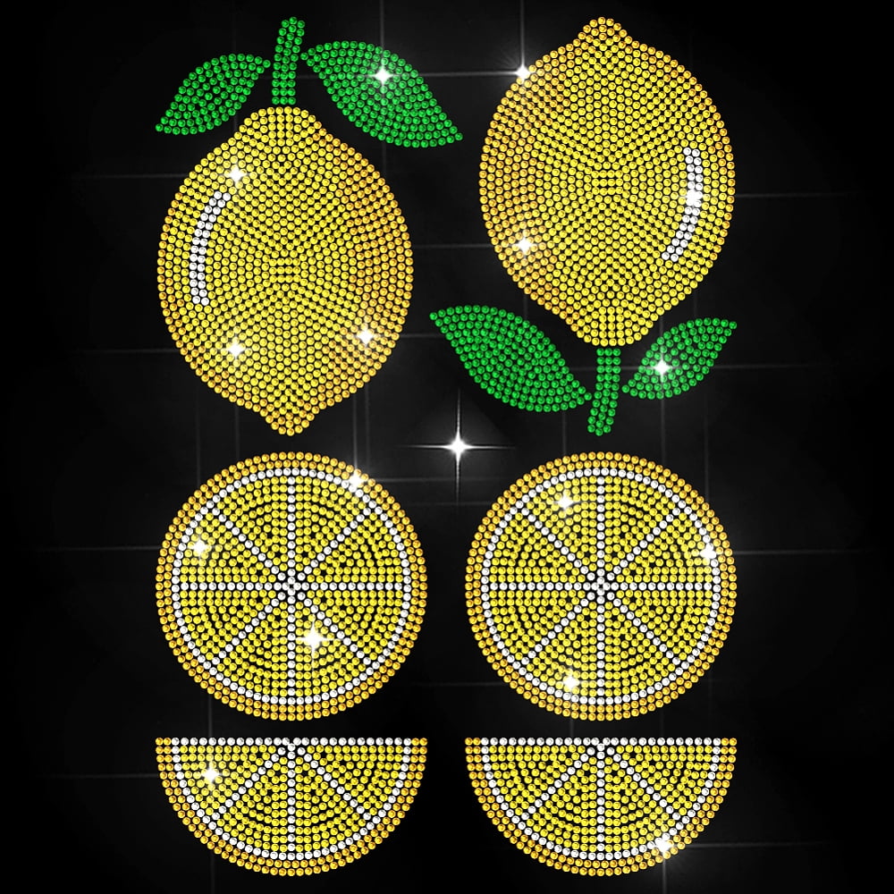 Lemon Rhinestone Iron on Decal Lemon Slice Hotfix Transfer Sticker