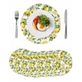 thumbnail image 1 of Lemon Round 13 Inch Placemats Set of 6, Yellow Fruits Summer Watercolor Botanical Leaf Plant HeatResistant Non Slip Place Mats for Dining Table, Wipeable Braided Kitchen Table Mats for Housewarming, 1 of 9