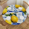 thumbnail image 1 of Lemon Round Fitted Tablecloth with Elastic Edge, Polyester Round Fitted Table Cloth Table Cover, Stain-Resistant Wipeable Elastic, 1 of 8