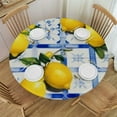 thumbnail image 1 of Lemon Round Fitted Tablecloth with Elastic Edge, Polyester Round Fitted Table Cloth Table Cover, Stain-Resistant Wipeable Elastic, 1 of 8