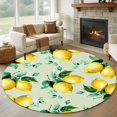 thumbnail image 1 of Lemon Round Living Room Rugs 8 ft, Oil Painting Country Lemon Leaf Light Green Washable Large Area Rug with Non-Slip Sturdy Edge Binding Round Carpet for Dining Room Kitchen Office, 1 of 1