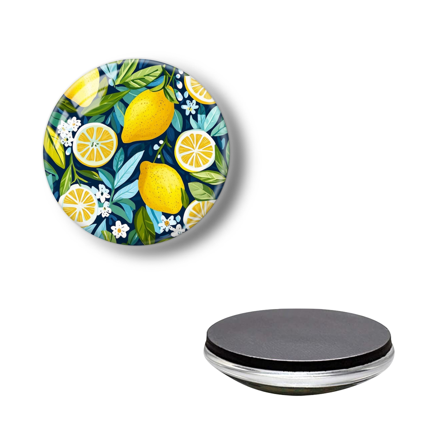 Lemon Magnets Lemon Round Refrigerator Magnet Fridge Sticker, Sliced Lemons Clear ...