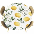 thumbnail image 1 of Lemon Round Tablecloth 36-44 Inch Round Fitted Table Cloth with Elastic Edge, Yellow Fruit Sage Green Leaves Watercolor Floral Waterproof Table Cover Protector for Outdoor Picnic Party Dining, 1 of 6