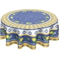 thumbnail image 1 of Lemon Round Tablecloth 60 Inch Blue Yellow French Country Style Fruit Floral Print Table Cloth Rustic Farmhouse Washable Polyester Table Cover for Kitchen Dining Room Party Indoor Outdoor Home Decor, 1 of 6