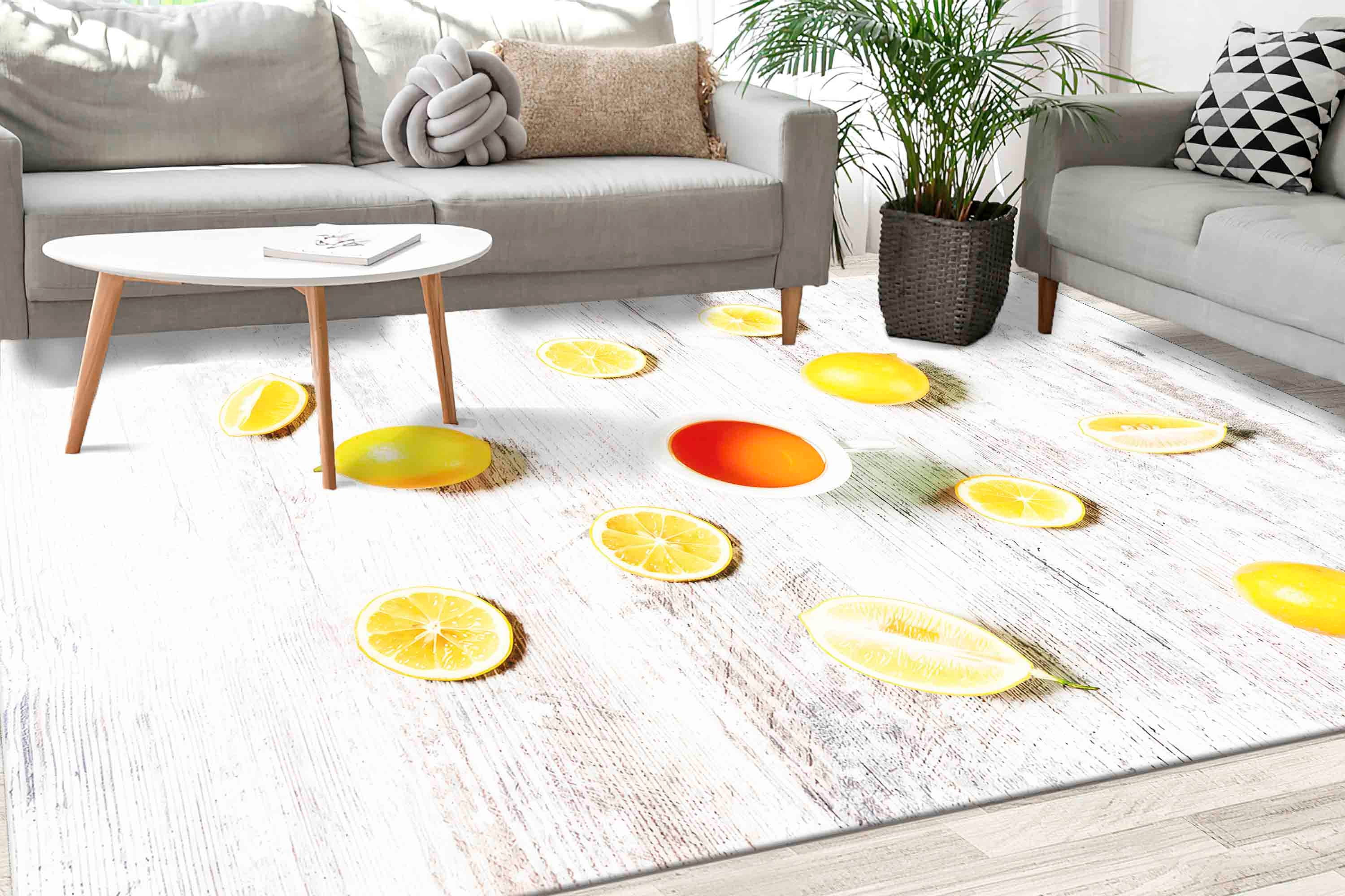 Lemon Rugs, Yellow Rug, Kitchen Rugs, Modern Rug, Car Mat, Bedroom Rug