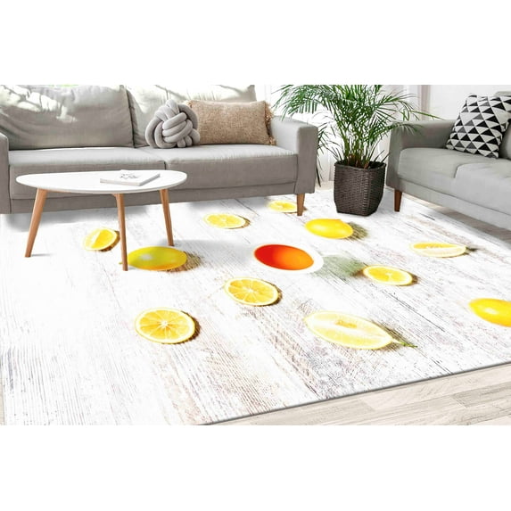 Lemon Rugs, Yellow Rug, Kitchen Rugs, Modern Rug, Car Mat, Bedroom Rug, Thin Rug, Housewarming Gift, Gift Rug, Hallway Rug, Small Rug, 2'x3' - 60x90 cm