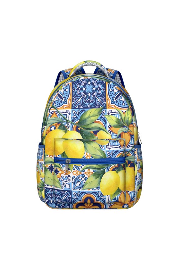 Lemon Rush Backpack - Stylish School Bag with Organizer Sections, Durable Bookbag for College Students, Bright Citrus Design, Great Gift