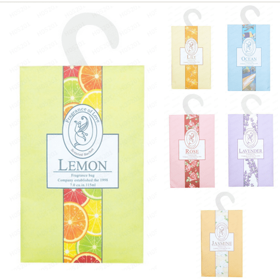 Lemon Sachets, Fresh Scents Sachet Packets, Hanging Scent, Fragrance Bags for Drawers and Closets, Hanging Closet Air Freshener Scented Sachets Bags Drawer Deodorizers Home Fragrance, 1 Packs