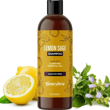 Lemon Sage Shampoo for Oily Hair - Sulfate Free Clarifying Shampoo for Build Up with Lemon Sage Keratin and Tea Tree Oil for Hair and Scalp Care - Deep Cleansing Rosemary Shampoo for Men and Women