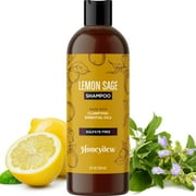 Lemon Sage Shampoo for Oily Hair - Sulfate Free Clarifying Shampoo for Build Up with Lemon Sage Keratin and Tea Tree Oil for Hair and Scalp Care - Deep Cleansing Rosemary Shampoo for Men and Women