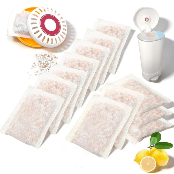 Lemon-Scented Deodorizer Packs for Baby Puck Cartridge, Odor Absorber Refills Compatible with Munchkin Step and Pail Diaper Pails, 12 PCS (For 3.5" Cartridge) (12, Lemon)