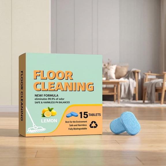 Lemon-Scented Floor Deodorizing Cleaning Tablets | Leaves No Streaks, Eliminates Odors, Long-Lasting Freshness, Floor Cleaning Tablets for Tile & Wood, Eco-Friendly