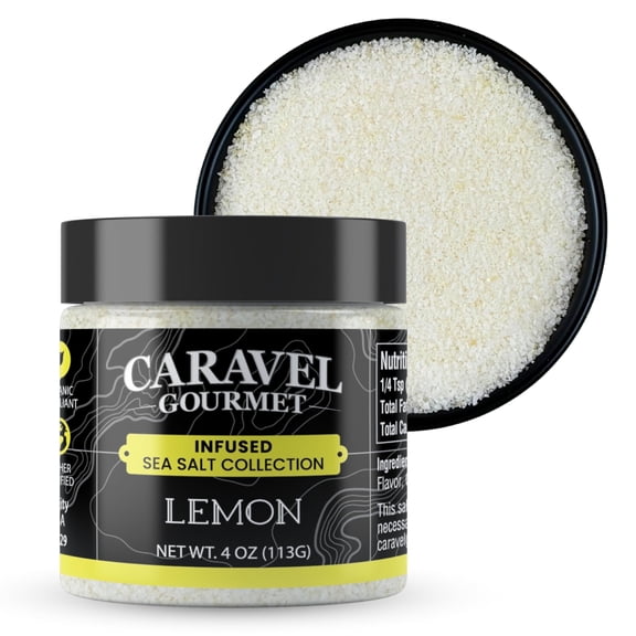 Caravel Gourmet Lemon Sea Salt - 4 oz Jar by Sea Salt Superstore Gluten-Free Lemon Salt Seasoning