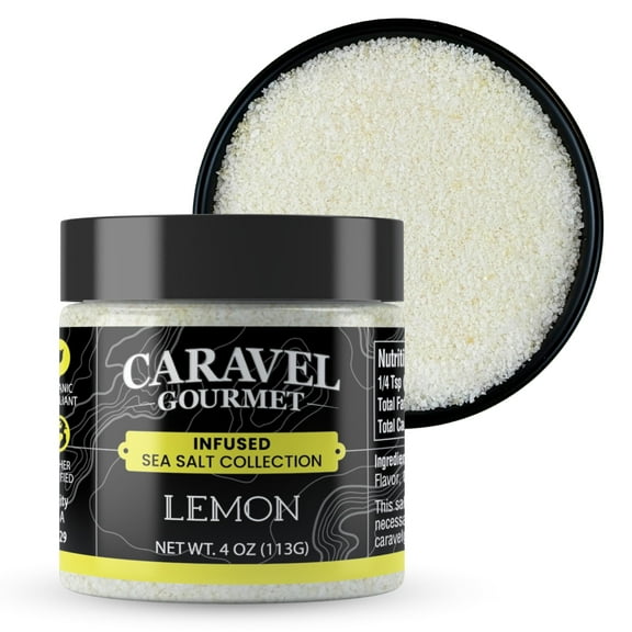 Caravel Gourmet Lemon Sea Salt - 4 oz Jar by Sea Salt Superstore Gluten-Free