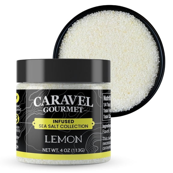 Caravel Gourmet Lemon Sea Salt - 4 oz Jar by Sea Salt Superstore Gluten-Free Lemon Salt Seasoning